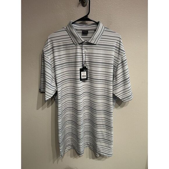 Dunning Golf Mens XXL Blue Green Striped Golf Polo Shirt - Picture 1 of 8